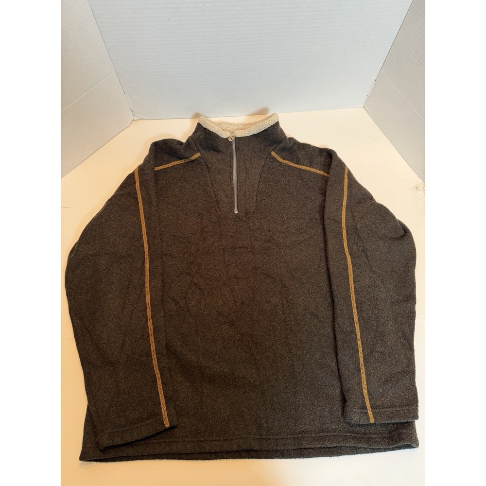 Kuhl Europa Fleece Sweater Mens XL Brown Alpaca Sherpa Pullover 1/4 Zip 223